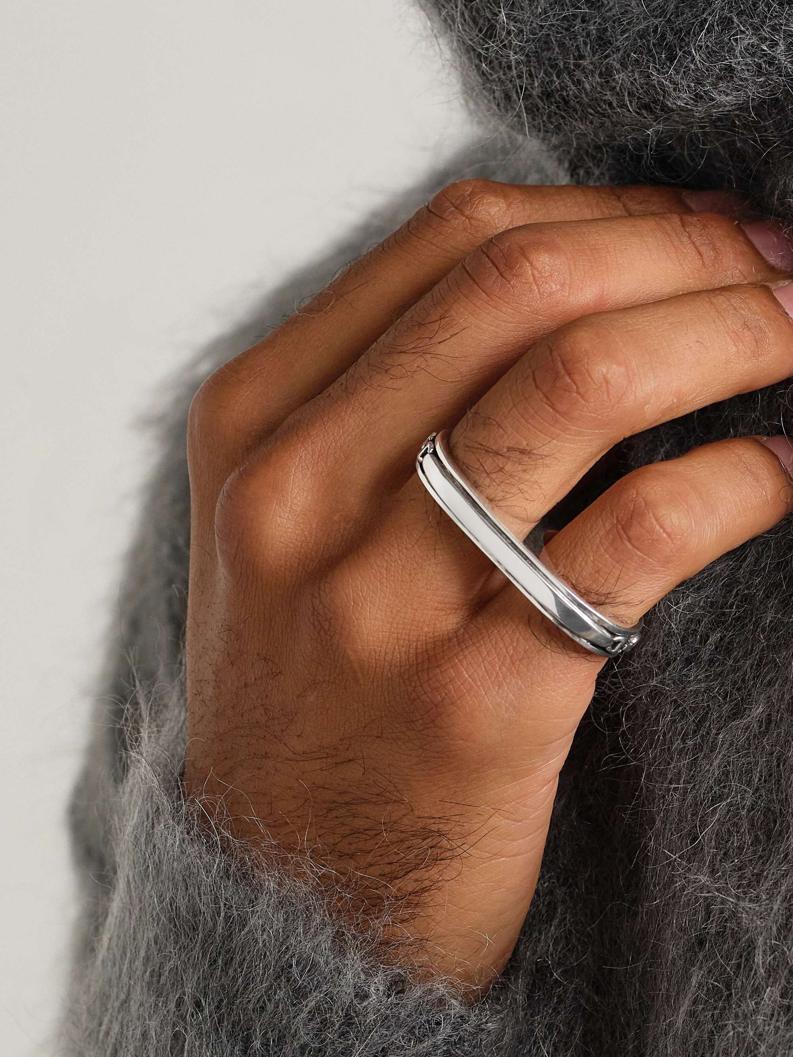 HOORSENBUHS Bonded Double Barrel Knuckle Sterling Silver Ring for