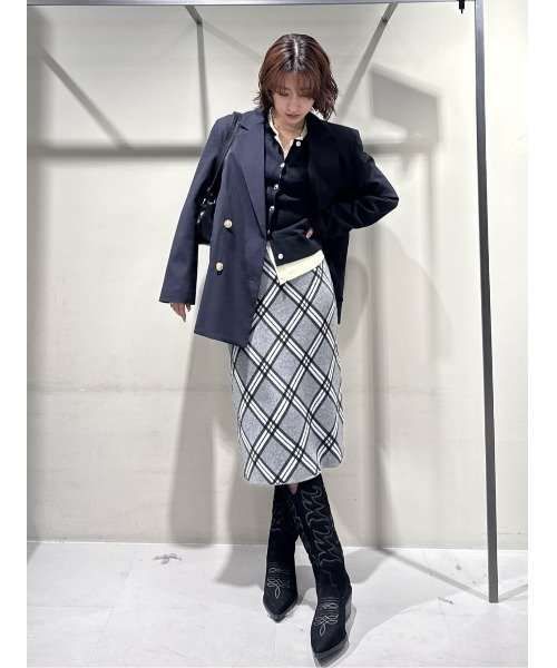 SLY（スライ） スカート 「2026SS新作」JQ CHECK KNIT M/SK ジャガード