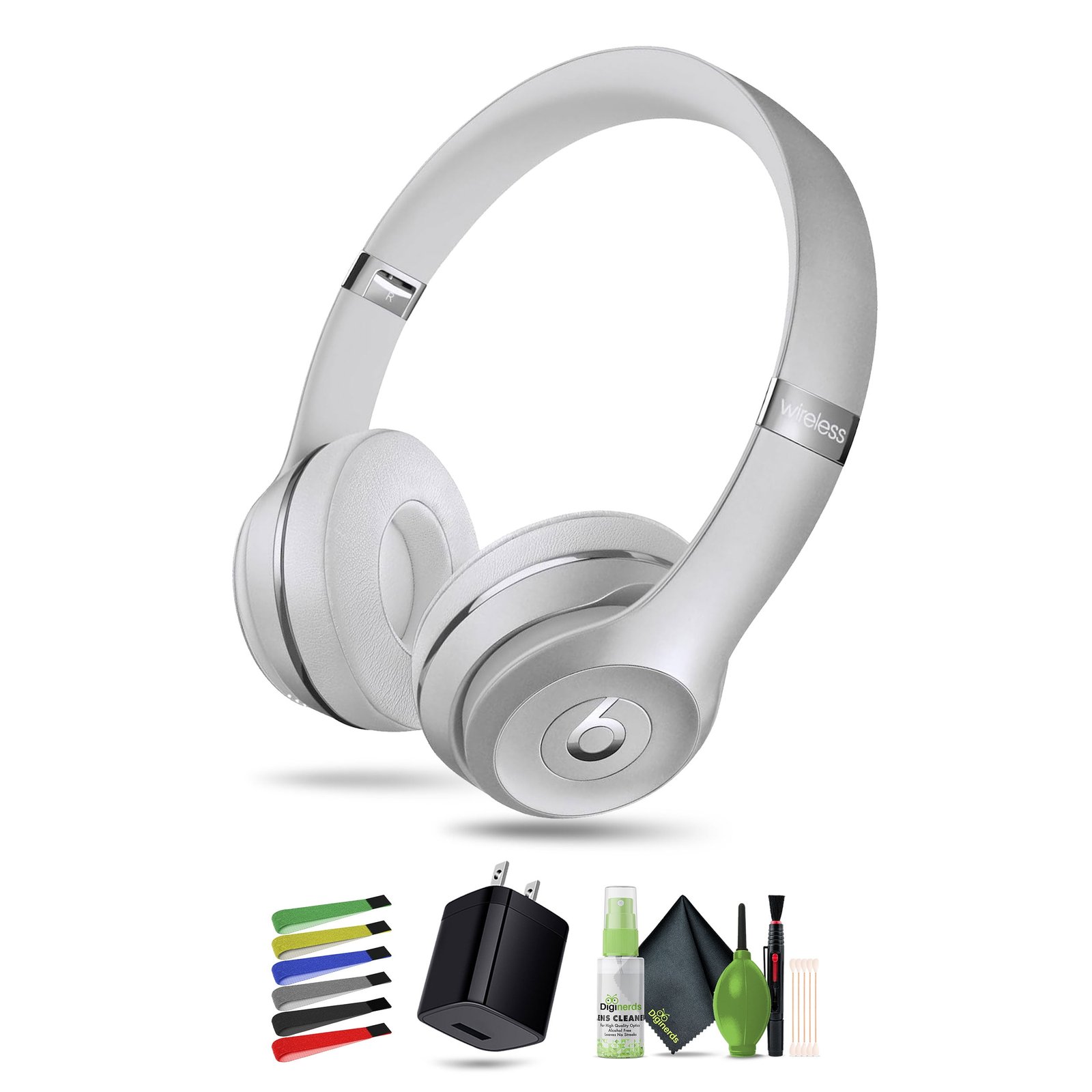 Beats Solo3 Wireless On-Ear Headphones (Silver) Bundle with