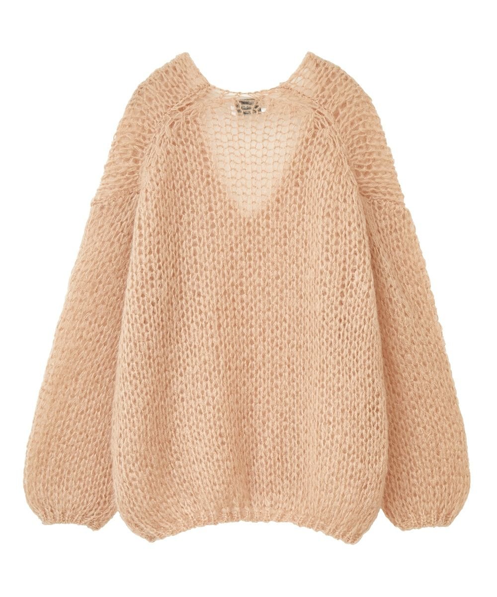 CLANE - V NECK LOOSE MOHAIR KNIT TOPS - PINK | ADDICT WEB SHOP
