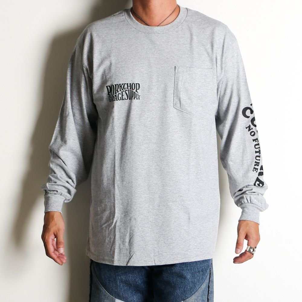 PORKCHOP - WAVE LOGO L/S TEE - GRAY / ロングスリーブTシャツ