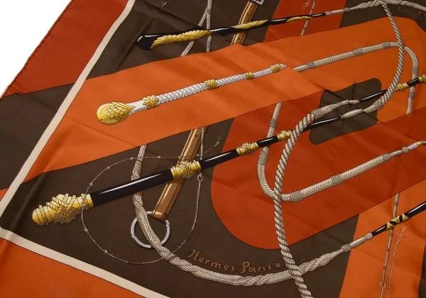 エルメスHERMES カレ90 Clic Clac クリッククラック スカーフ オレンジ