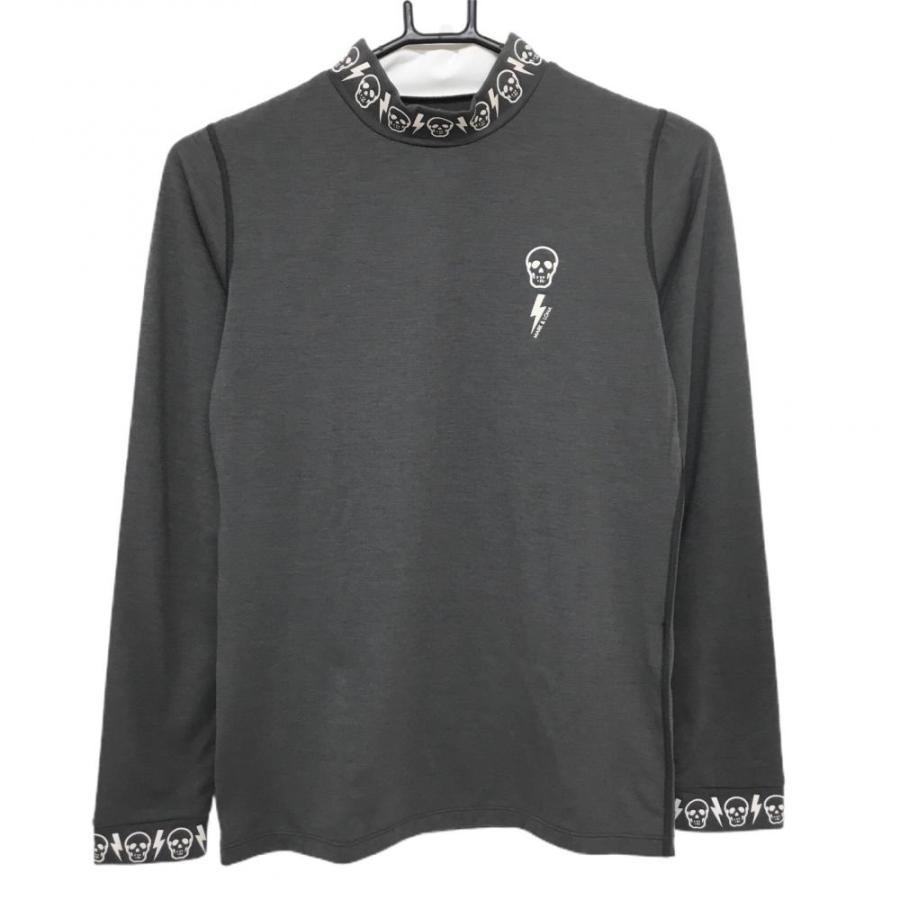 超美品】マークアンドロナ 長袖ハイネックシャツ グレー×白 ネック袖口