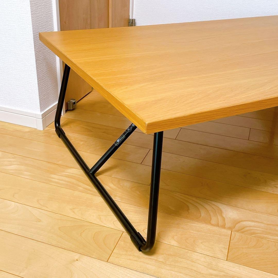 廃盤】 無印良品 折りたたみローテーブル オーク材 ナチュラル 120cm