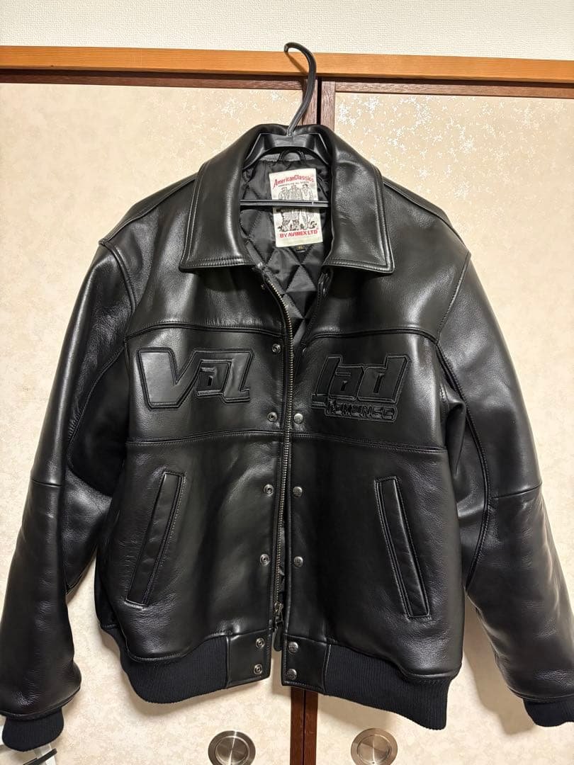 j*z様 AVIREX VALLAD BLACK leather jacket AVIREX / VARSITY LEATHER JACKET for VALLAD LAST SEASON AVIREX