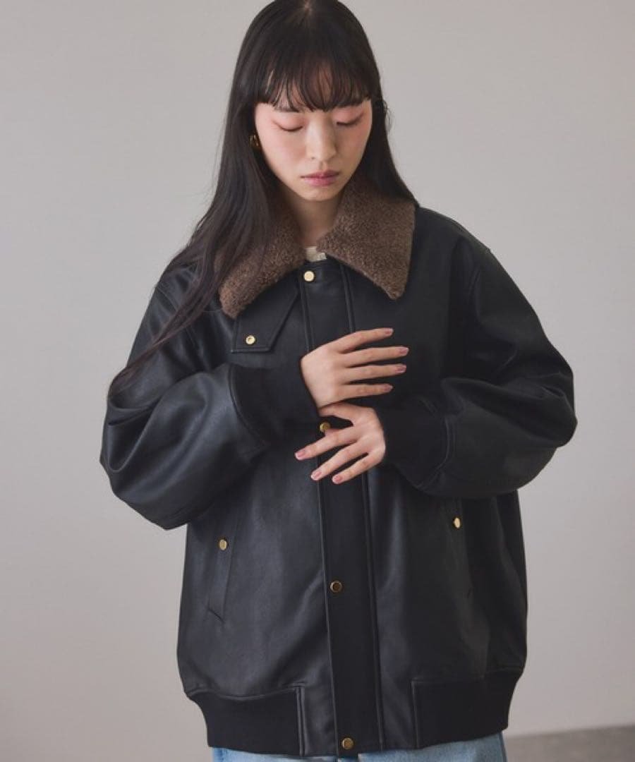 【新品】　アダムエロペ　シンセティックレザーフライトジャケット　黒 Amazon | [アダムエロペ] シンセティックレザーフライトジャケット