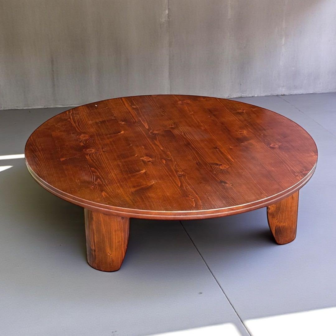 HR845 木目が素敵なレトロ　円卓　ちゃぶ台　125cm　シャビーシック HR845 木目が素敵なレトロ 円卓 ちゃぶ台 125cm シャビーシック HR845